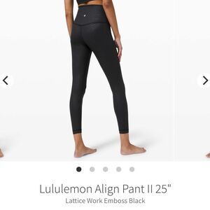 Lululemon Black Align Pant II 25"